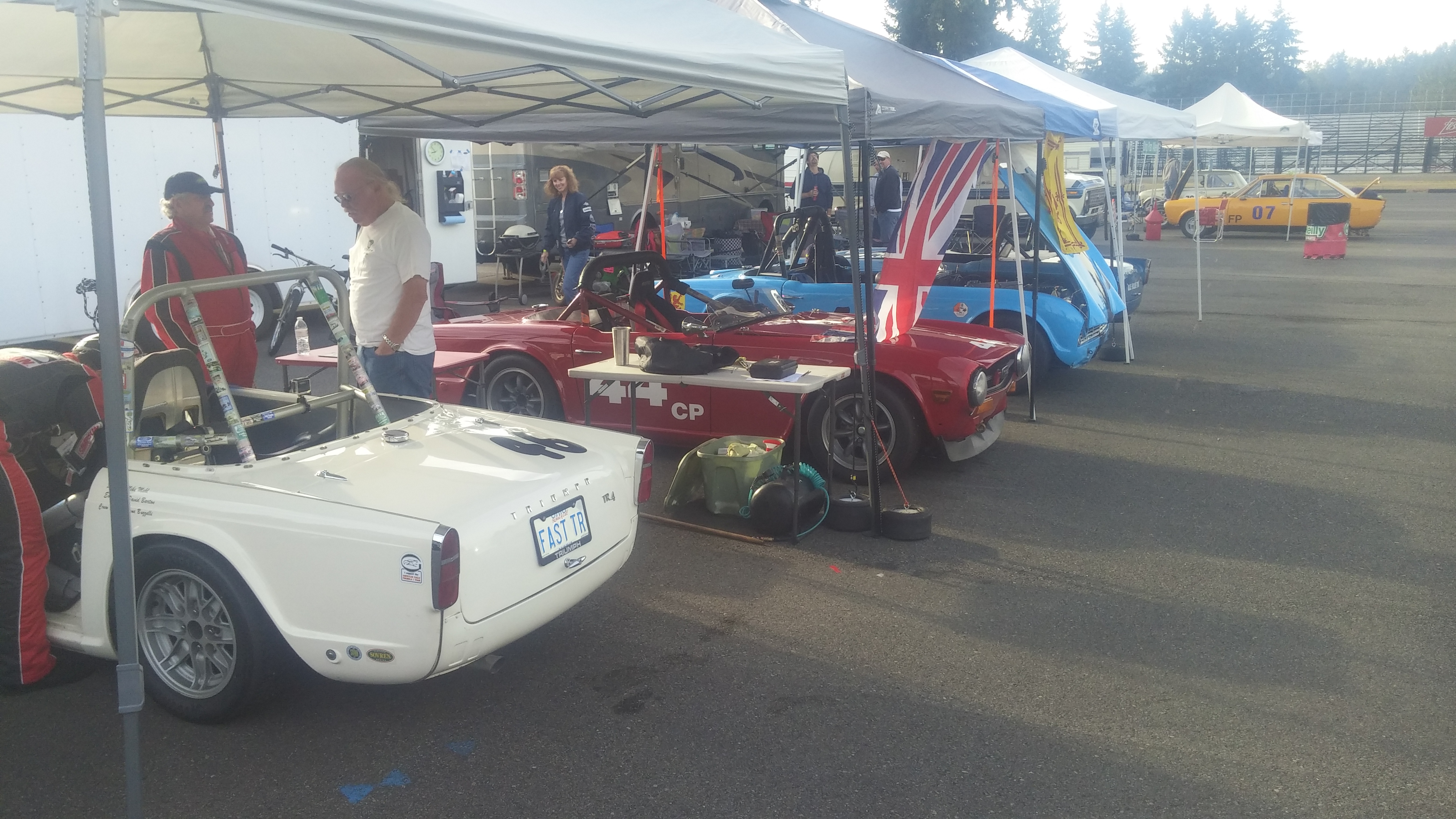 Triumphs in the Paddock at Pacific Raceways 10-1